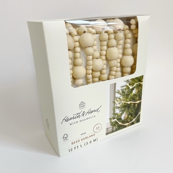 Hearth & Hand Magnolia Decorative Wooden Bead Christmas Tree Garland X 2. - Picture 3 of 5